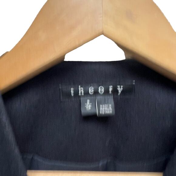 Theory Quennel Convertible Wool-blend And Lamb Leather Coat Navy Size XS - Picture 4 of 12